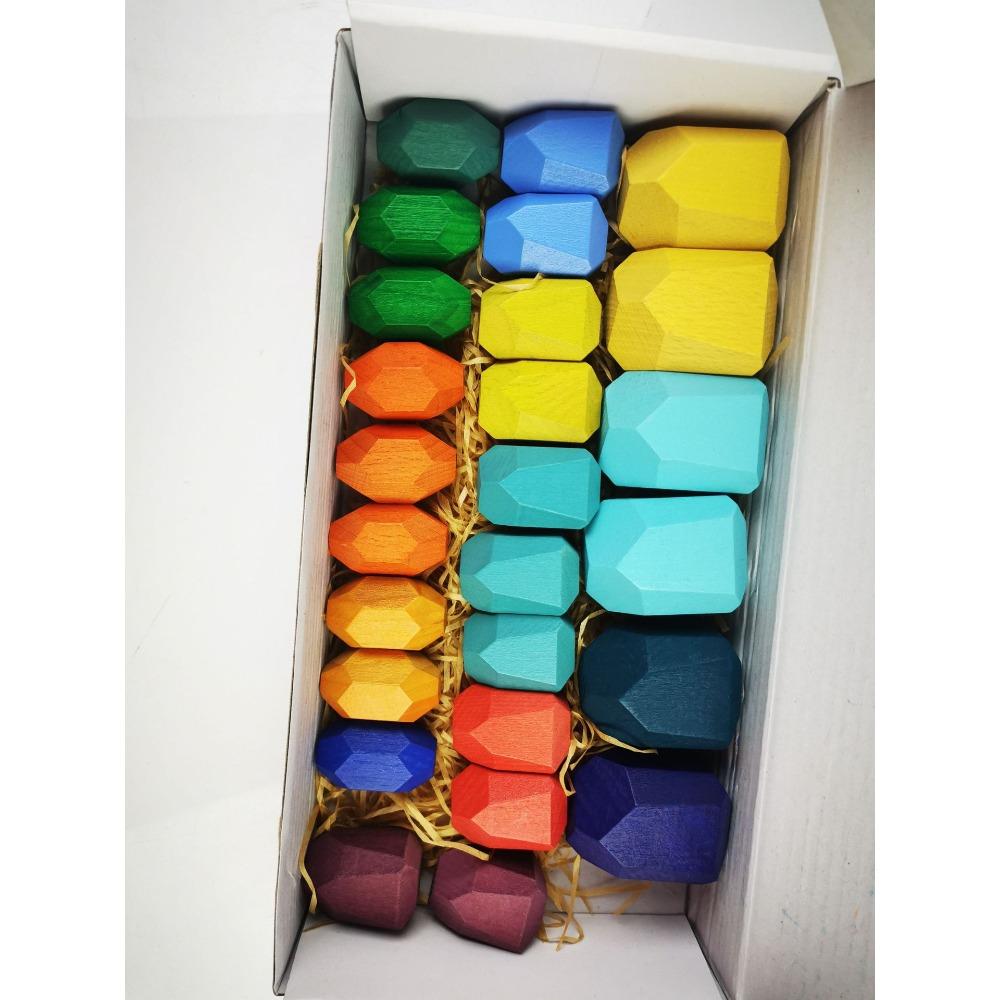 Wczesnoszkolna edukacja drewniane układane kamienie kolorowe kamienie układane muzyka Montessori tęcza płaskie poziome klocki edukacyjne zabawki