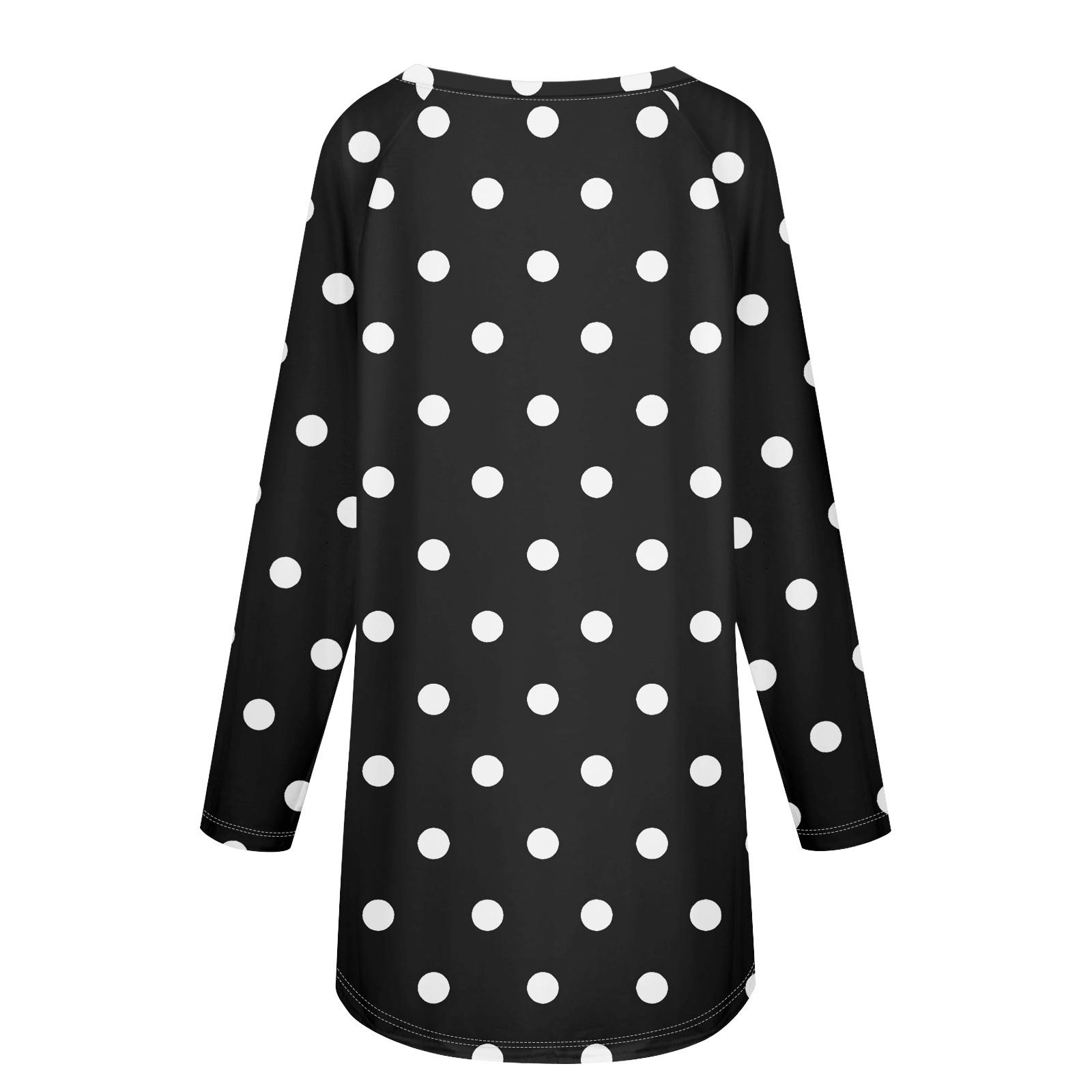 Женский модный свободный пуловер средней длины с круглым вырезом и принтом — фото 5