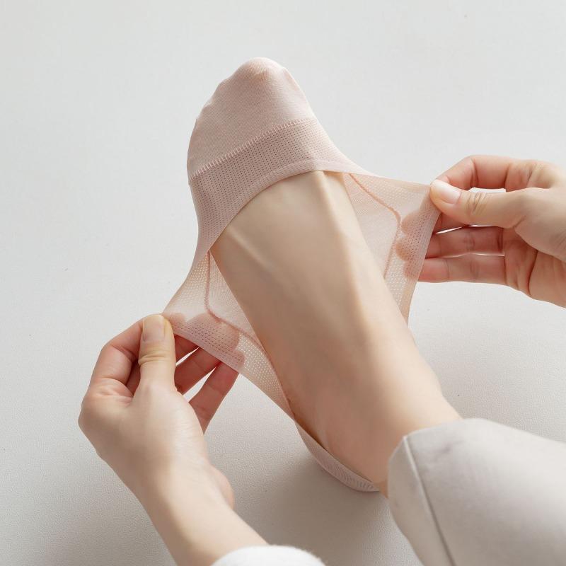 Spring and Summer Cotton Patchwork Anti-Slip Low-Heel Invisible Socks for Children and Girls - Women's Thin Transparent Socks