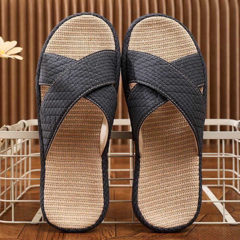 

Men s non-slip beef tendon bottom linen slippers summer home indoor breathable sweat-absorbing soft bottom cool slippers thick bottom household [Beef tendon bottom] 27cm (size 40/41)