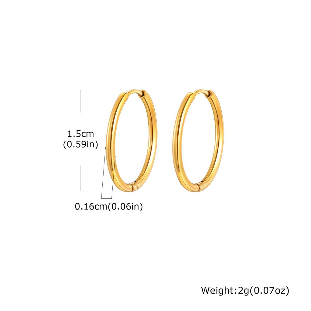 Wind stainless steel geometric large plain ring earrings plated with 18k gold simple earrings women's multi-specification 2mm, 4mm
