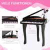 Keyboard for Kids with 37 Keys, Stool Piano with Microphone, LED Teaching Mode, Recording, Piano Musical Instrument for Children 3-6 Years Black
