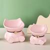 New Ceramics Pet Cat Bowl Food Bowl Oblique Mouth Dog Bowl Cat Drinking Bowl High Foot Protection Cervical Vertebra Cat Drinking