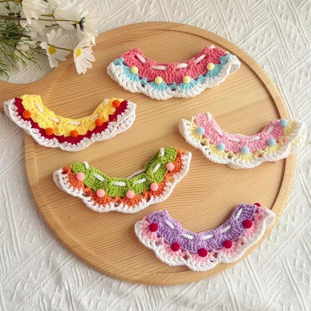 2pcs Handmade Dog Neck Set Photo Decoration Dog Neck Accessories Soft Pet Birthday Hat