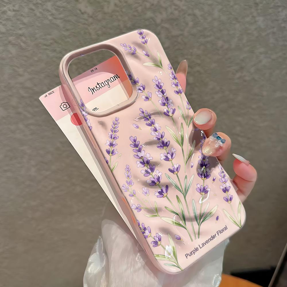 Non-Slip Lavender Flowers Silicone Case For Iphone 17 15 Plus 14 13 12 11 16 Pro Max Comfort Grip Phone Cover