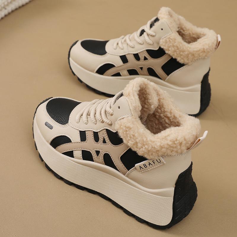 TUINANLE Women Winter Warm Platform Snow Trainers Cotton Plush Sneakers High Top Ladies Shoes