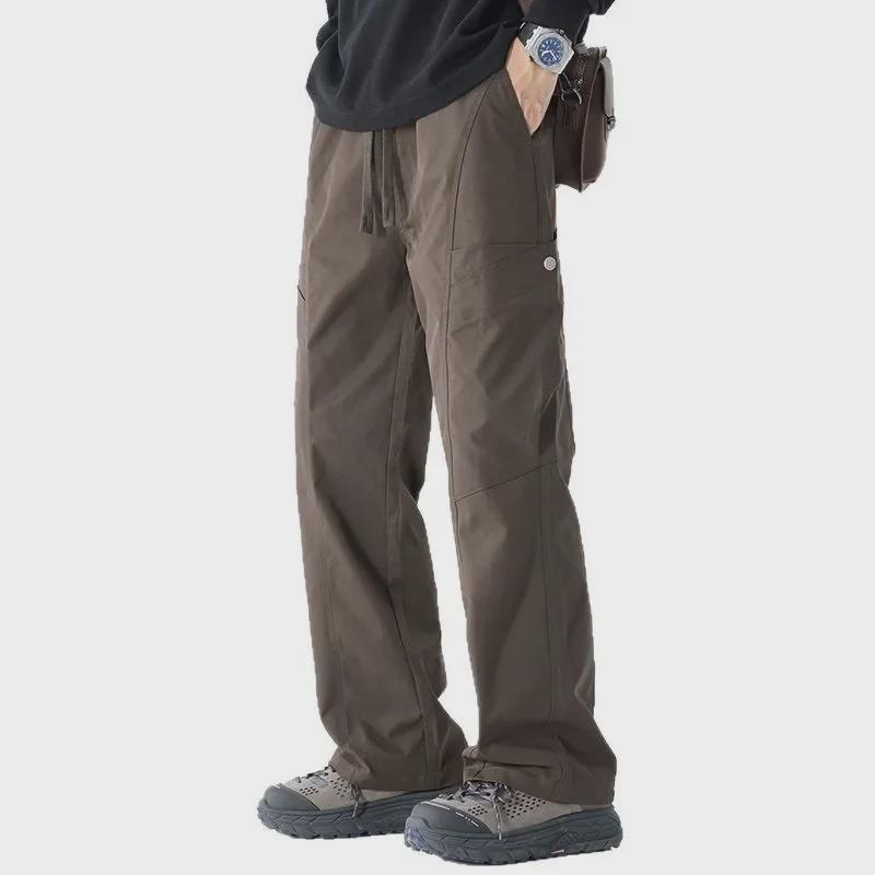 Men's Maillard Spring/Autumn Straight Casual Pants: Trendy Outdoor Functional Overalls