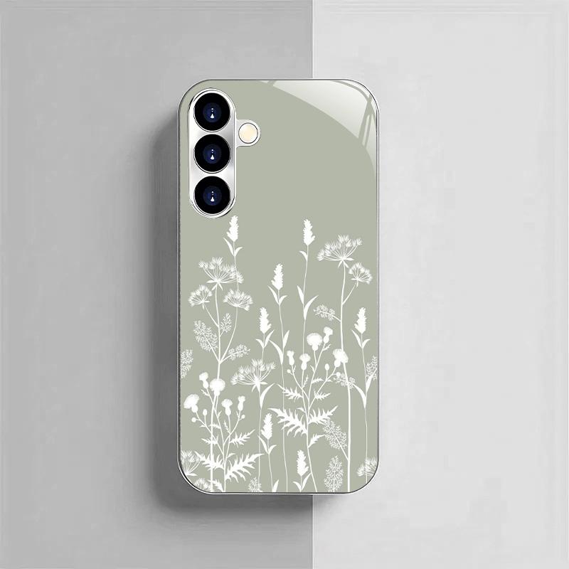 

Small Fresh Flower Glass Phone Case Suitable for Samsung Galaxy S26 S25 S24 S23 S22 S20 FE/Ultra/Plus Anti Drop Back Cover Galaxy S25