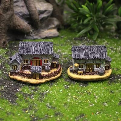 Cute Resin Chinese Archway Miniatures White Yellow DIY Resin Village Houses House Figurines Home Decor