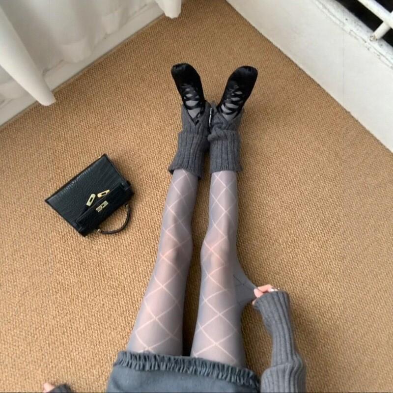 Gray Stockings Children Diamond Slightly Transparent Pantyhose Sexy Thin Black Silk Anti-Hook Silk Fashion High-End Leggings