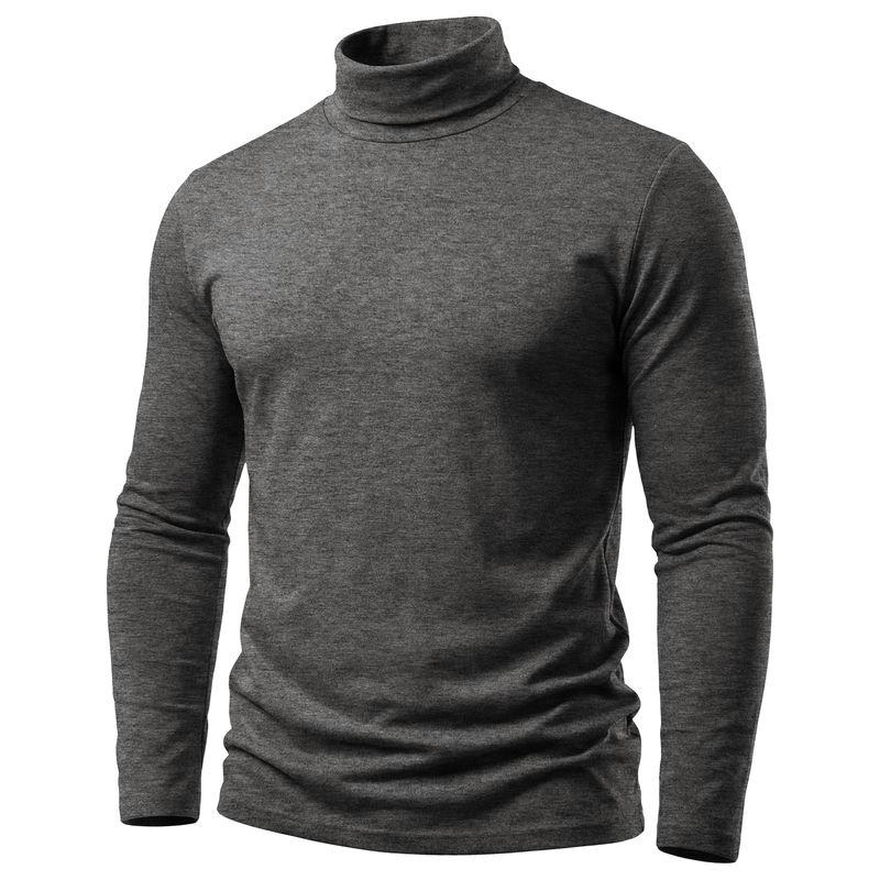 Men Turtleneck Solid Heather Slim Fit Long Sleeve Basic Thermal Shirt