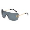 Luxury Metal Women'S Rimless Sunglasses Vintage High Quality Decorative Sunglasses Travel Mountaineering Large Frame Sunglasses