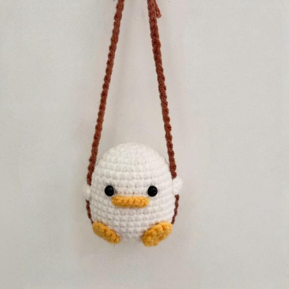 Handmade Knitted Hanging Decor Duck Chick Car Decoration Mini Knitting Ornament Birthday Gift