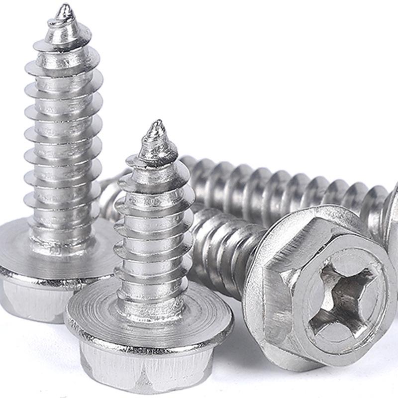 304 Stainless Steel Hex Flange Self-Tapping Screw with Washer (M3/M4/M5)