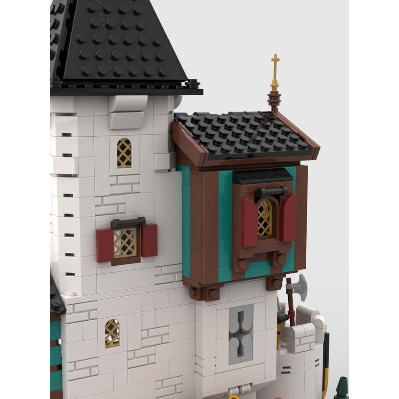 White Pagoda Medieval Architecture Lego-Compatible Creative Toy Model for Kids