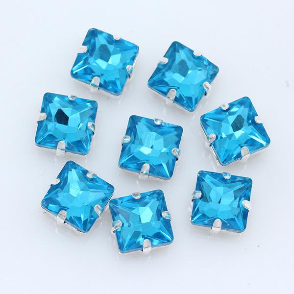 Strassuri Pătrate din Sticlă de Cristal cu Gheare Argintii, Artizanat Cusut pe Piatră, Accesorii Vestimentare, Rochie de Mireasă, Pantofi, Geantă, Garnitură DIY