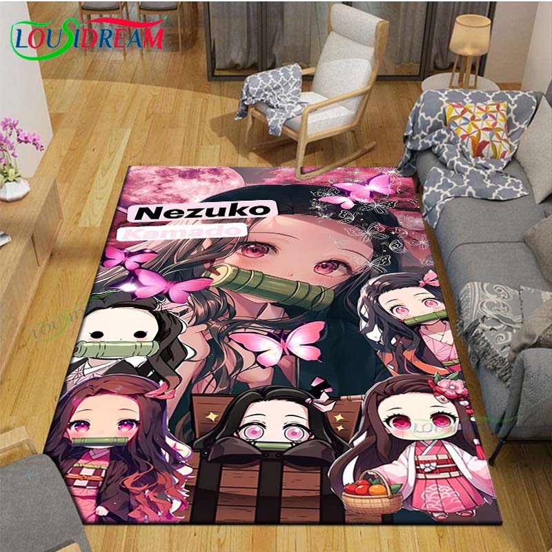 Fashion Hot Cartoon K-Kamado Nezuko Printed Carpets Living Room Anti-Skid Area Rug Kids Bedroom Mats Yoga Mat Large Carpet Decor