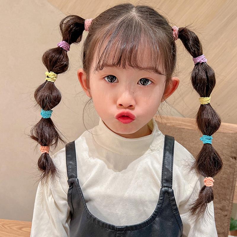 50Pcs Hair Ties Girls Candy Color Elastic Hair Band Baby Cute Trendy Comfortable Headwear Hair Ties Kid Hair Accessories