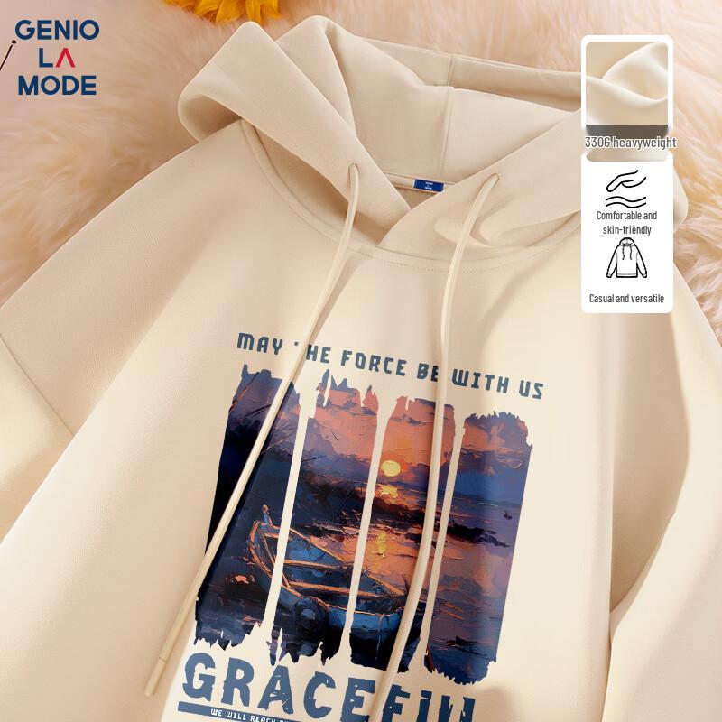 GENIOLAMODE Men's Letter Graphic Hooded Sweatshirt