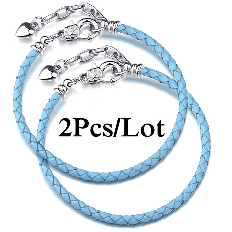 2 szt./partia Specjalna Oferta Skórzane Bransoletki Łańcuszkowe Pasują do Ręcznie Robionych Koralików Bransoletki z Charmsami Dla Par Pulsera Biżuteria Dla Kobiet Mężczyzn Hurtownia