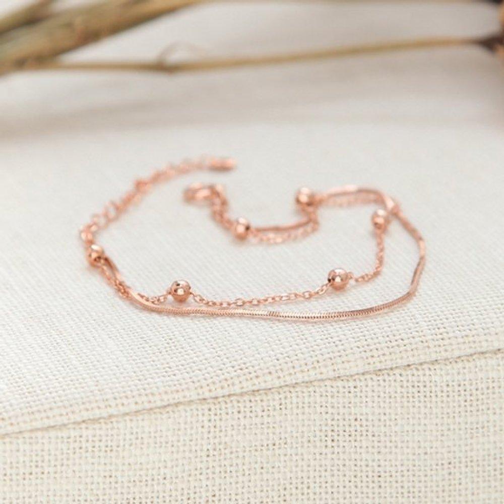 Lanț Bilă Argint 92.5 Aur Roz Zilnic Stratificat Lanț Dublu Brățară Argint