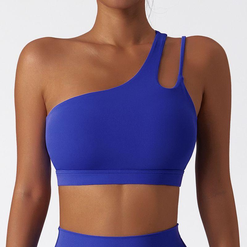 Oblique Shoulder Bubble Wrap Yoga Bra Cloud Sense Beauty Back Exercise Underwear Asymmetrical Shoulder Strap Running Workout Vest Tops