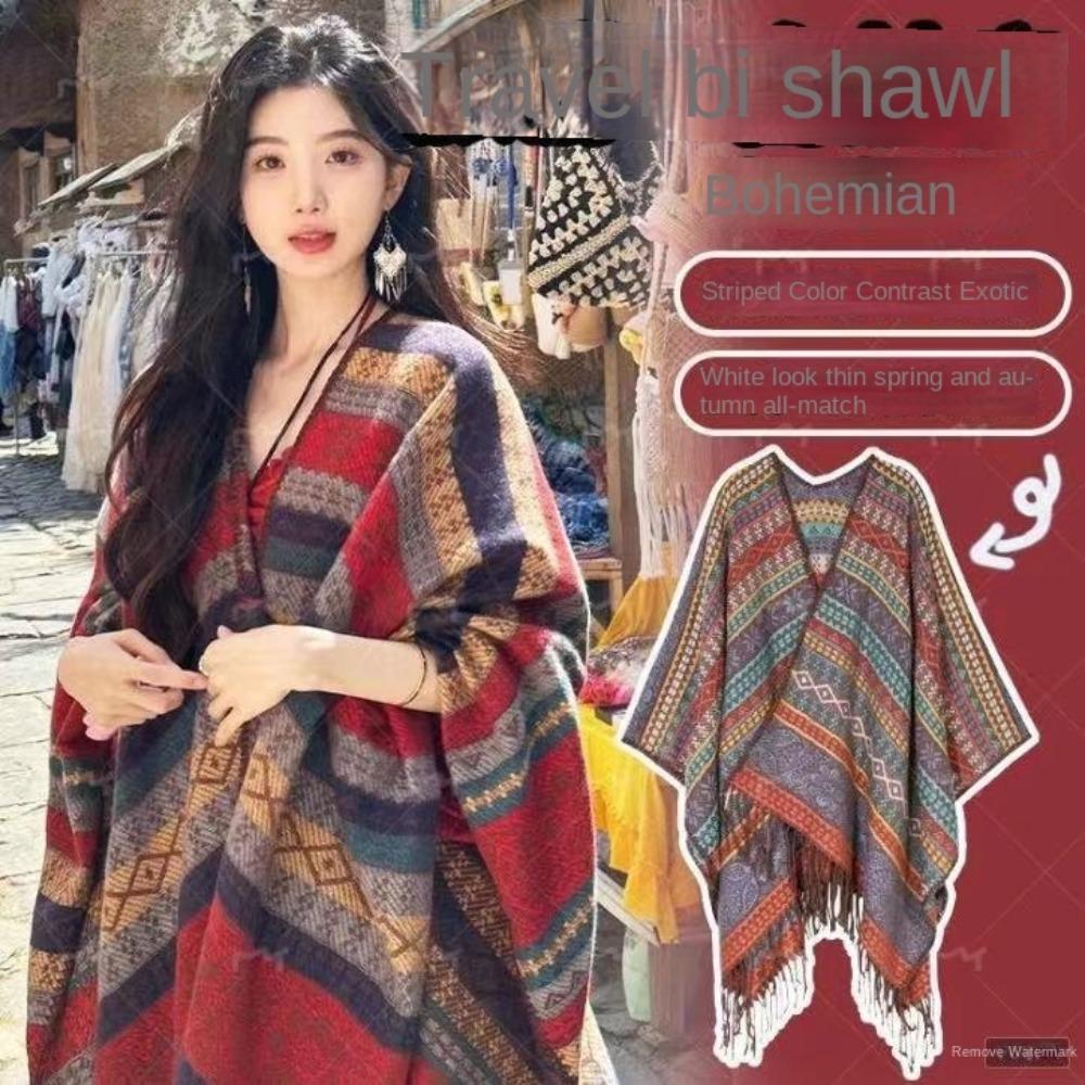 Ethnischer Stil Schal Kopftuch Sonnenschutz Temperament Strickjacke Für Frauen Dame Mädchen