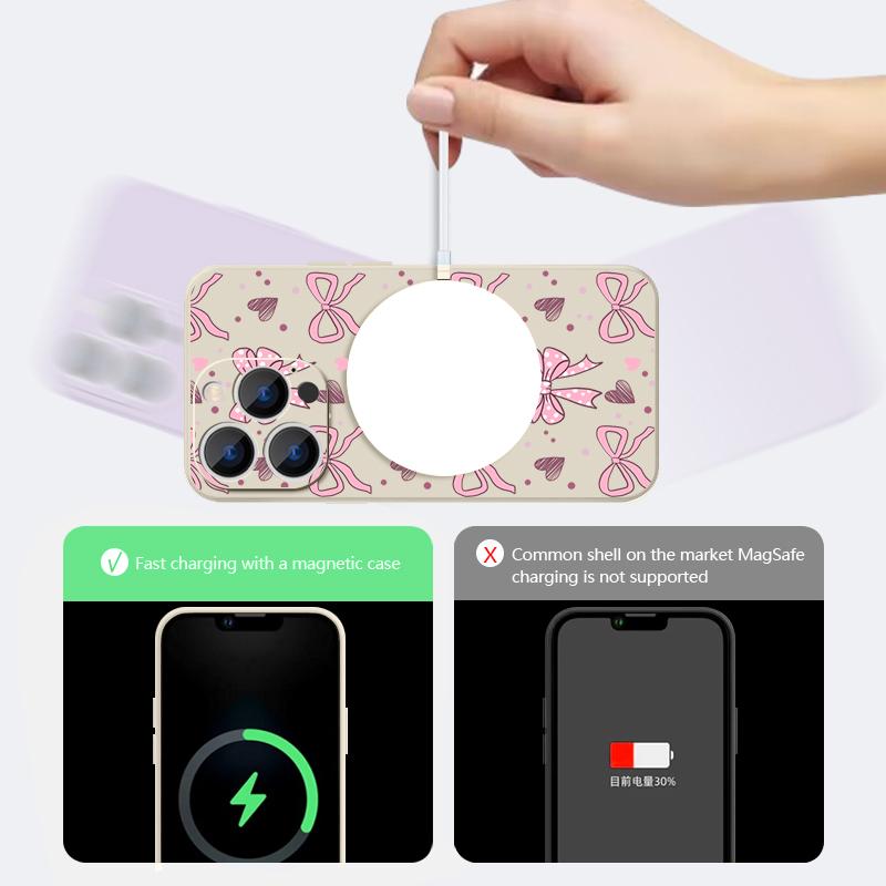 Lovely Bowknots Print Case For iPhone 17 Pro Max iPhone 16 15 14 13 Pro Max Magnetic For Magsafe Soft Silicone Phone Back Cover