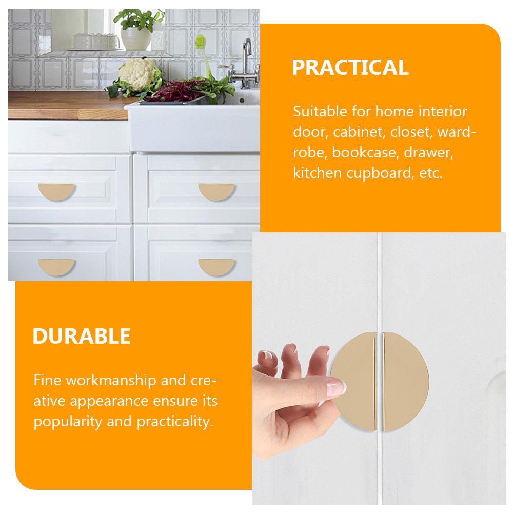 2 st Halvmåne Lådhandtag Halvcirkel Skåpknoppar Släta Hållbara Rymdaluminium för Heminredning Dörr Garderob