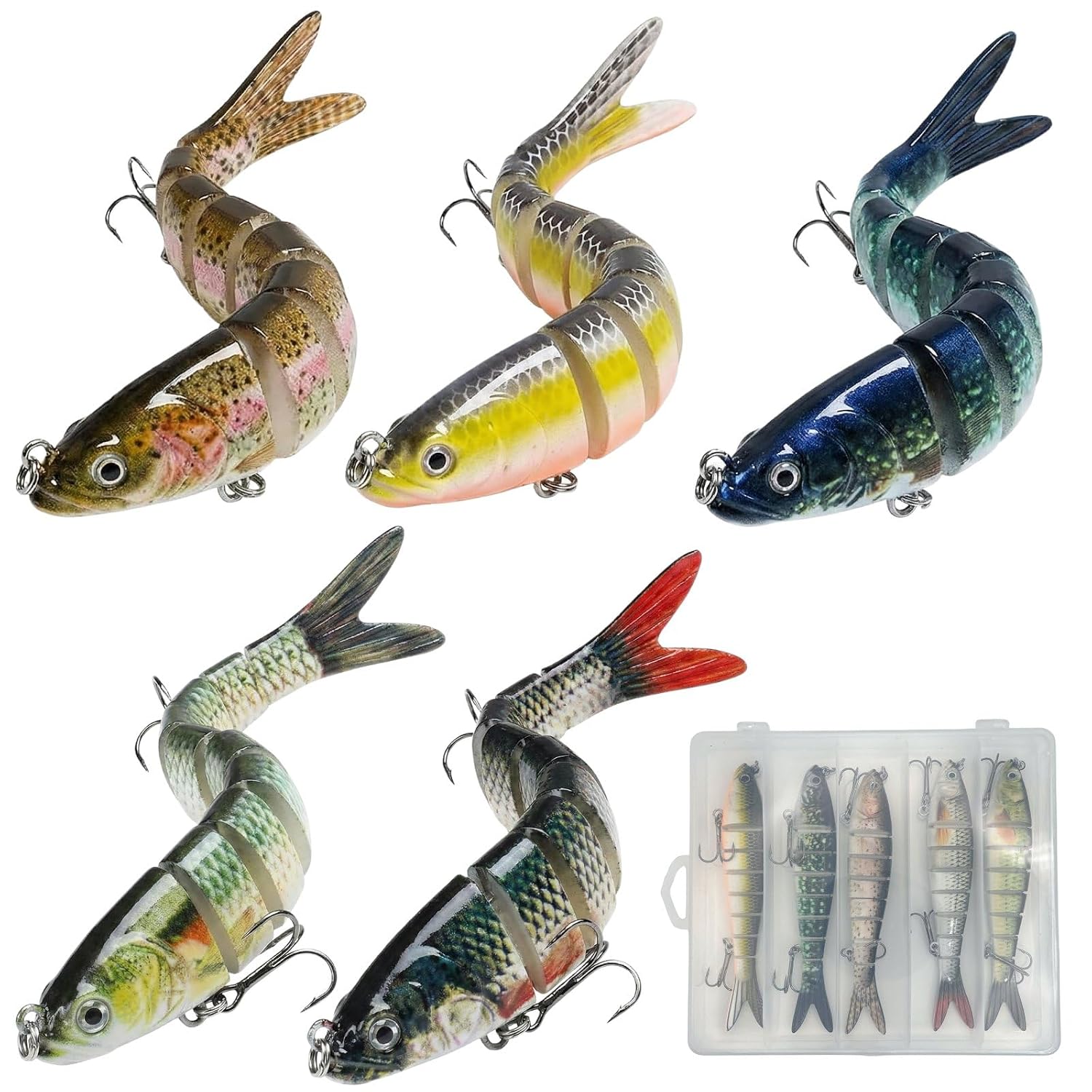 Big bait sea bass lure 5-piece set minnow storage case fishing Spanish mackerel.