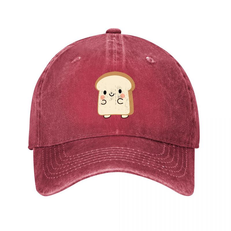 Cute Toast Washed Canvas Baseball Cap Unisex Vintage Soft Casual Hat