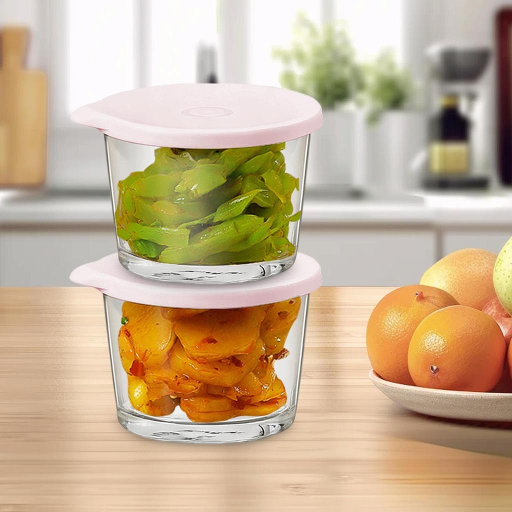 Glasschüssel mit Deckel 4 Stück Wiederverwendbare Lebensmittelgläser Glas Rührschüsseln zur Aufbewahrung für Meal Prep Snack Über Nacht Backen Kochen Vorratskammer