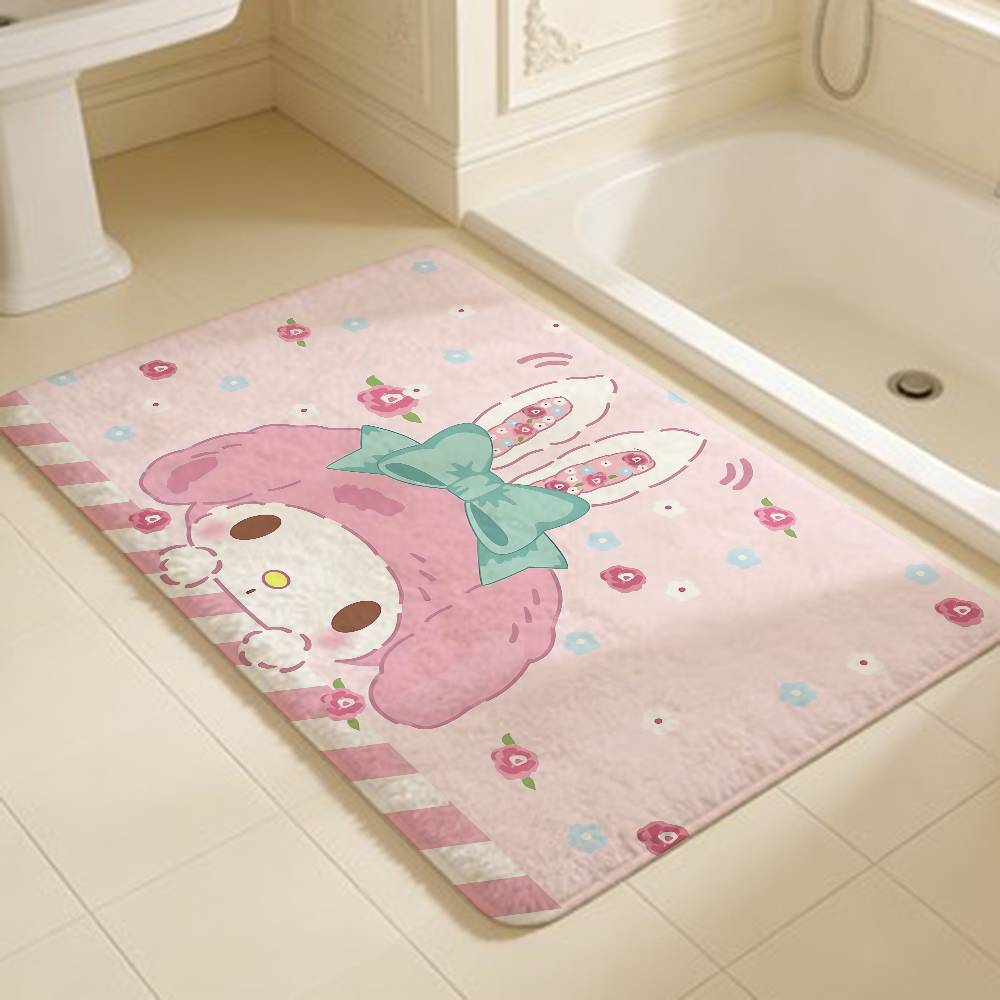 Cute M-my Melody Bathroom Mat Anti-slip Absorb Water Long Strip Cushion Bedroon Mat Welcome Doormat