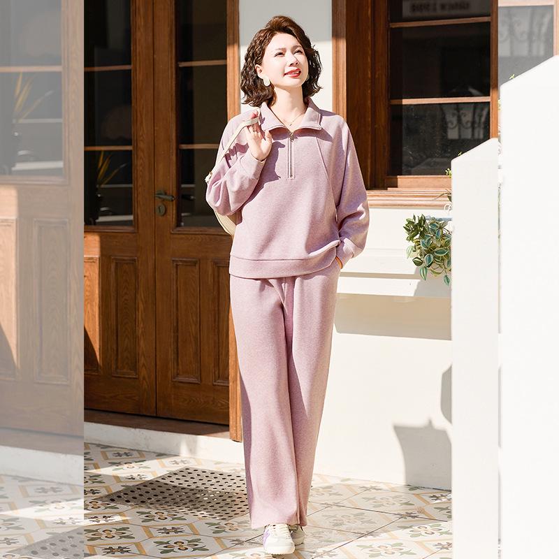 

Plus Size Women s Casual Two-Piece Outfit for Spring/Autumn (Ages 40-60) 2XL (110-125 jin)