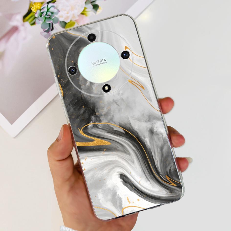 For Honor X9b 5G Case ALI-NX1 Popular Flower Soft Clear Silicon TPU Cover For Honor X9a RMO-NX1 HonorX9 ANY-NX1 Shockproof Funda