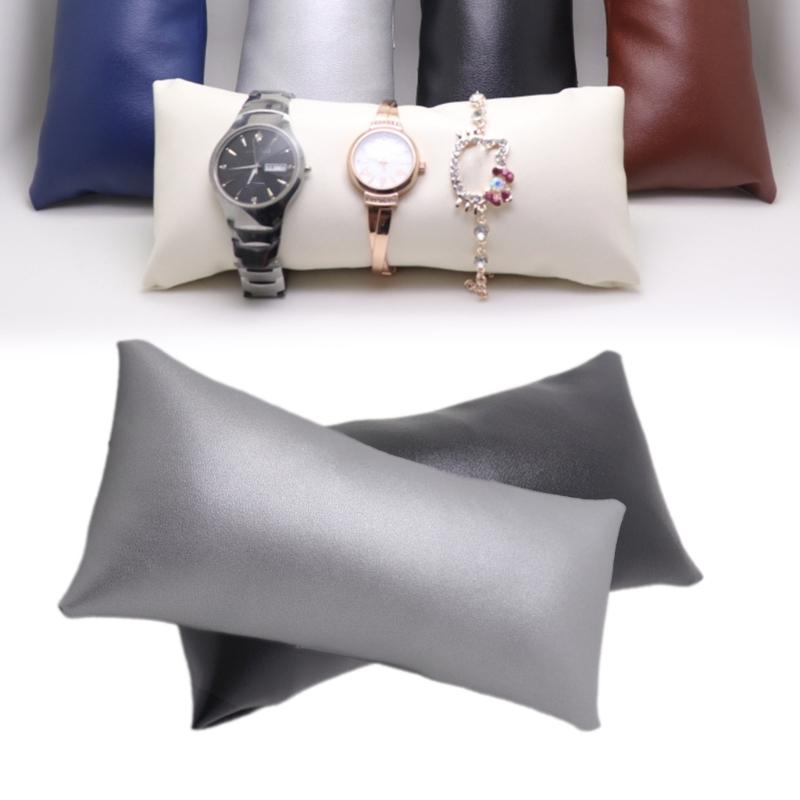 Stylish PU Leather Jewelry Pillow Elegant Handchain Display Cushion Presentation Stand for Bracelets and Watches