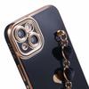 For iPhone 15 Plus Shockproof Case Electroplating TPU Phone Cover with Strap