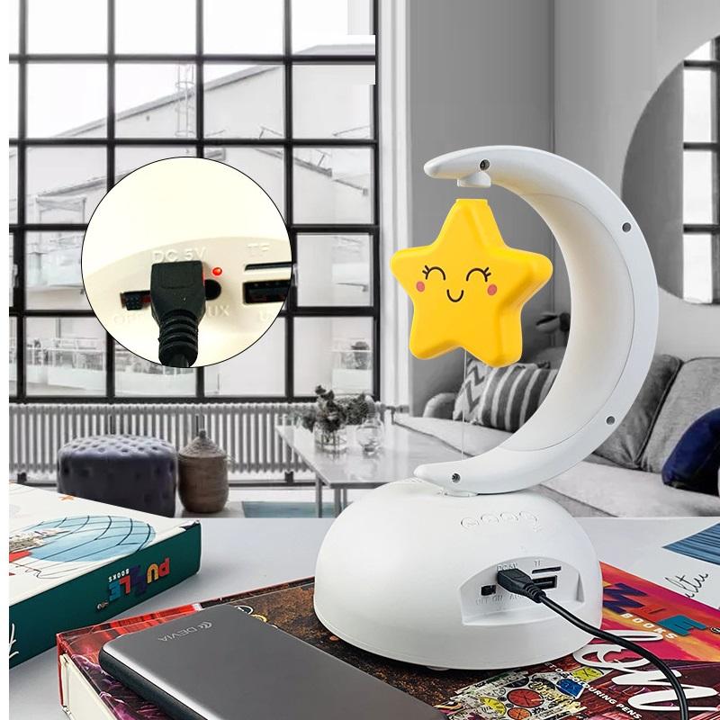2 In 1 Bluetooth Speaker Music Player Night Light Wireless Music Player Star & Moon Night Lamp Romantic Gift