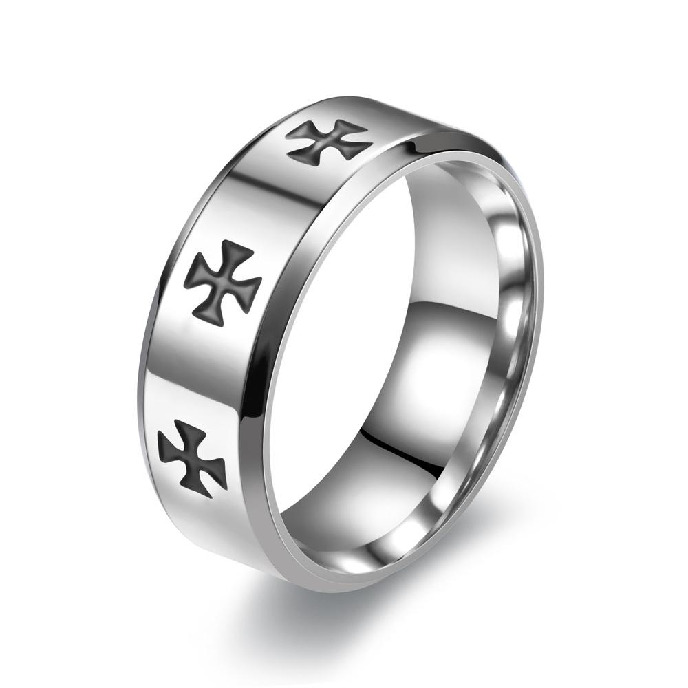 Men's Rotating Cross Titanium Steel Ring - European & American Style Stainless Steel Jewelry