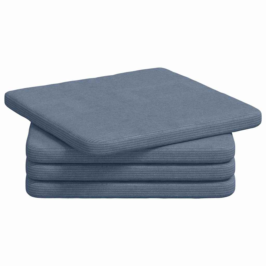 Seat Cushions 4 Pcs Blue 40 X 40 X 3 Cm Cord Fabric