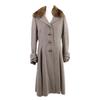 FOXEY [Good Condition] 33584-ACFE15KN Cashmerex Nylon Sable Fur Collar Leather Walnut Buttons Coat 40 greigeUsed