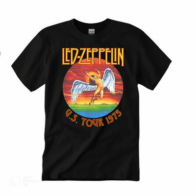 LED ZEPPELIN 1975 Tournée US Hommes T-shirt Cadeau Pour Fan Unisexe Col Rond Noir
