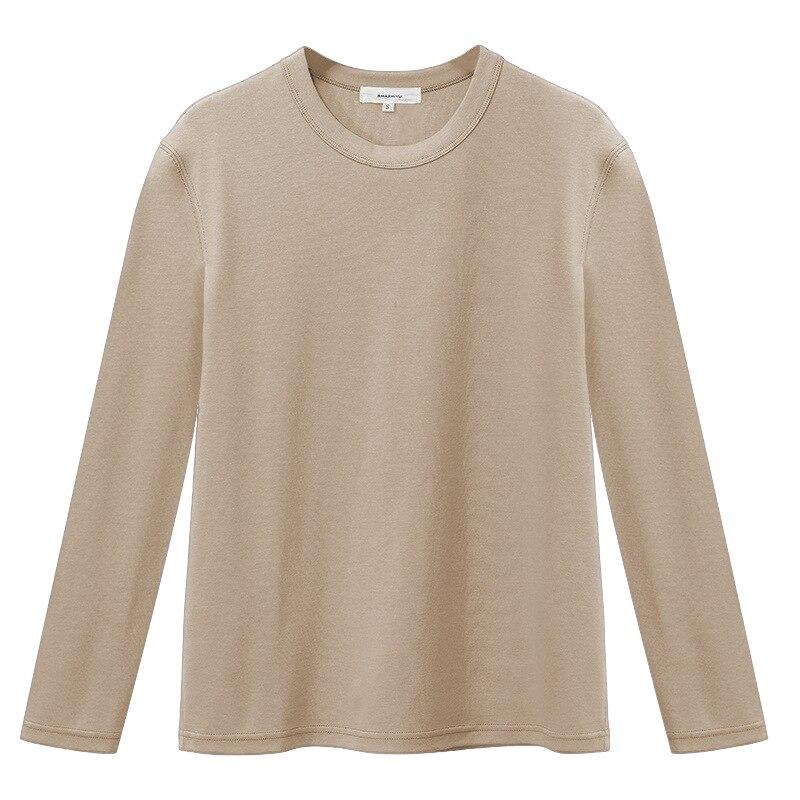 Johnature Einfache Feste Farbe Frauen Tops Casual Lose Volle Hülse Baumwolle Render Weibliche T-shirts