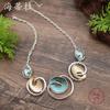 Luxury New Enamel Color Hollow Round Geometric Petal Necklace, Women's Fashion High-end Flower Necklace