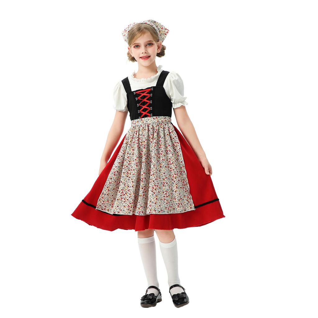 Bavarian children's clothing European idyllic girl farm estate Germany Munich Oktoberfest maid clothing