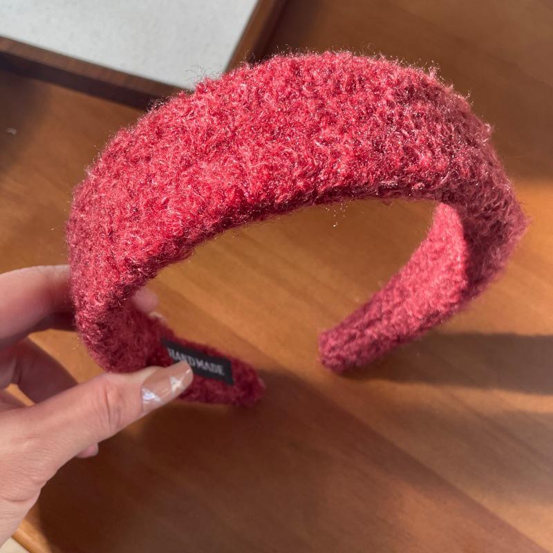 2025 Retro Fashion Solid Color Woolen Headband: Autumn/Winter Versatile Wide Hair Accessory for Women