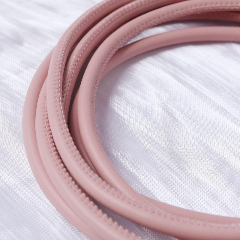 PU Leather Round Handle Strap with Lock Edge Stitching - DIY Traction Weaving Ornament E18