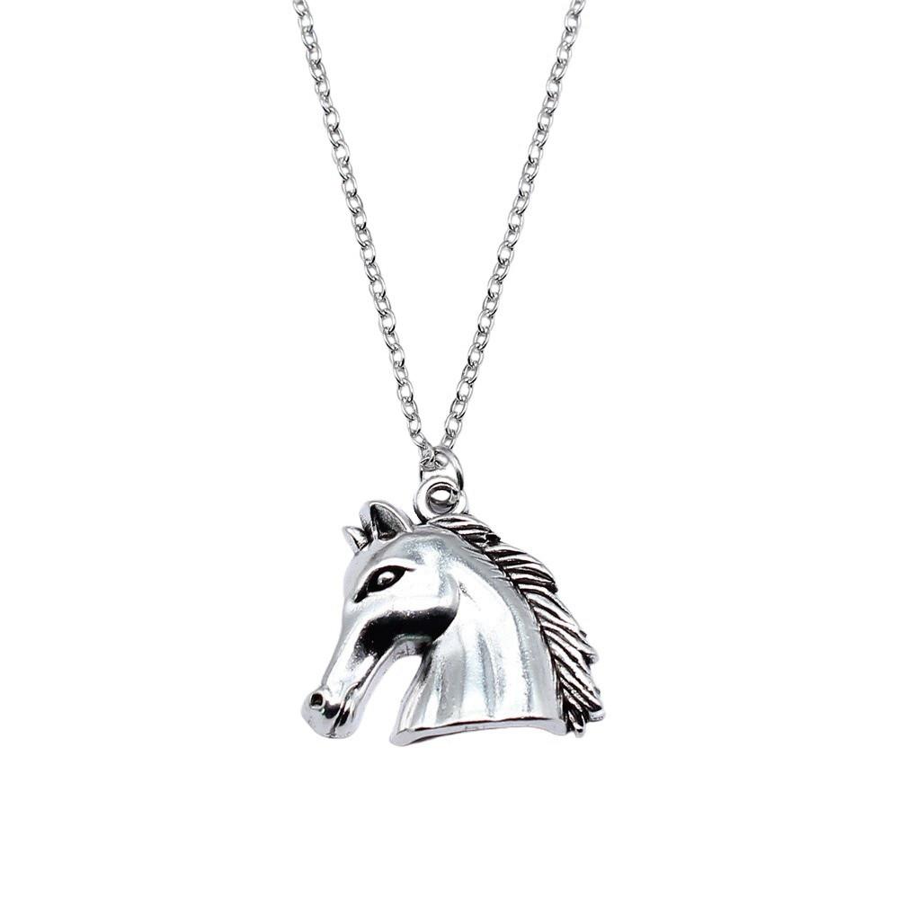 Horseshoe Charm Necklace  Animal Pendant For Horse Lovers Cowboy Western Jewelry 43cm Chain