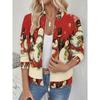 Womens Casual Zip-Up Jacket With 3D Letter Print Fashion Lightweight Outerwear Daily Wear