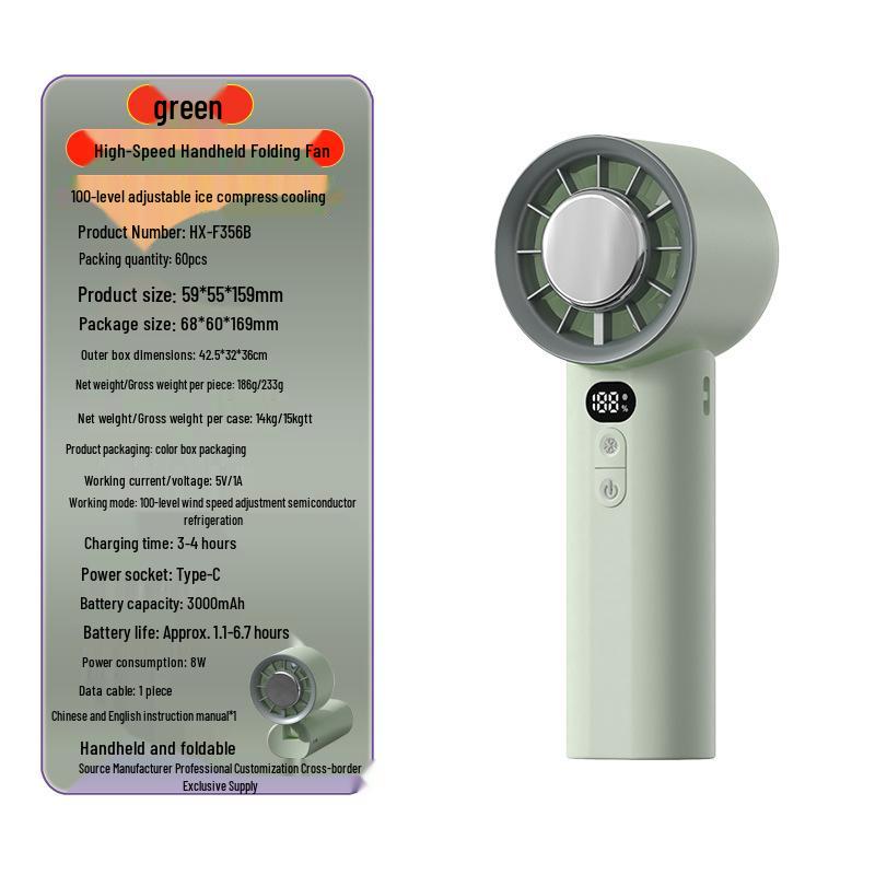 

Portable High-Speed Mini Fan with Digital Display - Long-Lasting, Foldable, and Cooling 000
